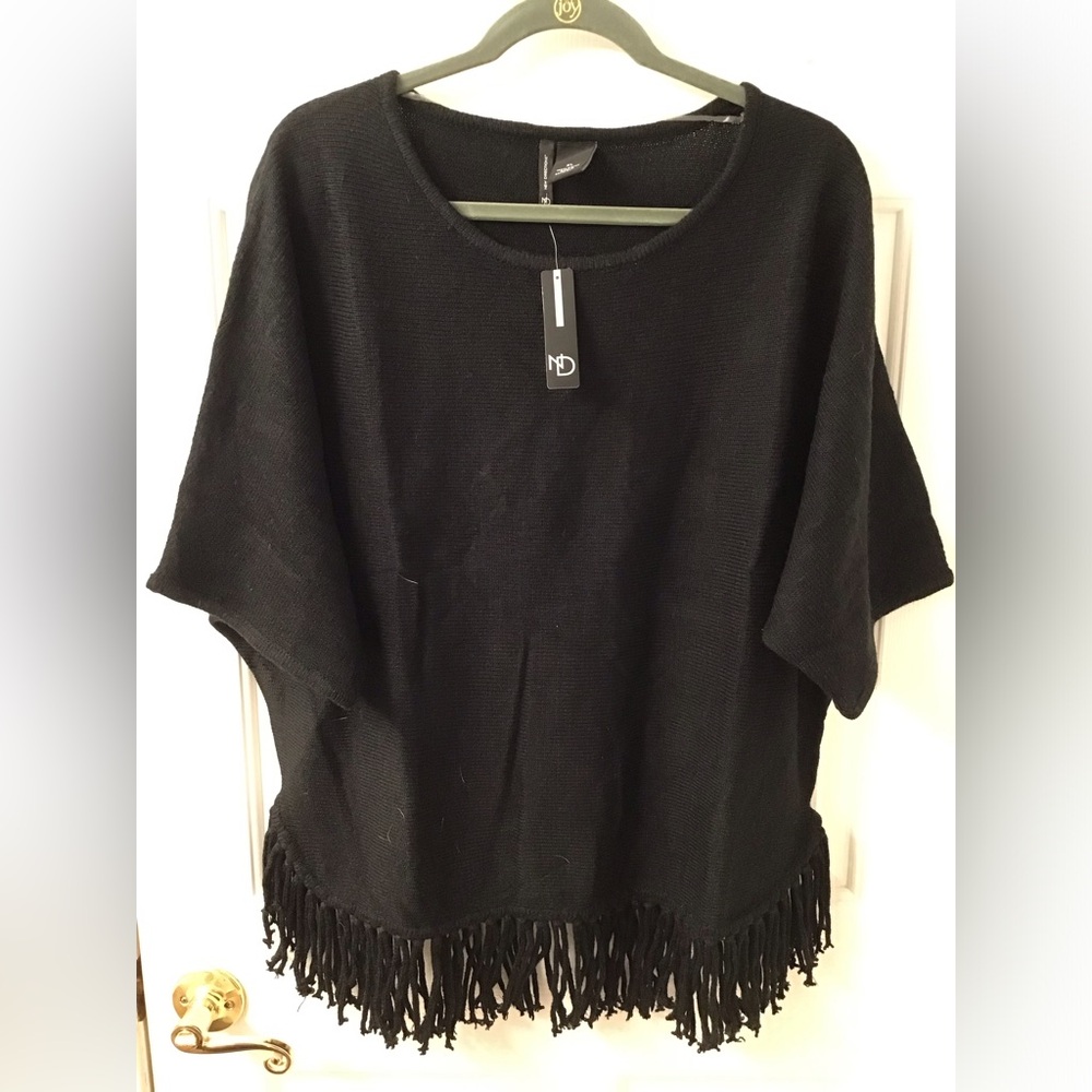 NEW DIRECTIONS SZ XL NWT FRINGE SWEATER BLACK BELK